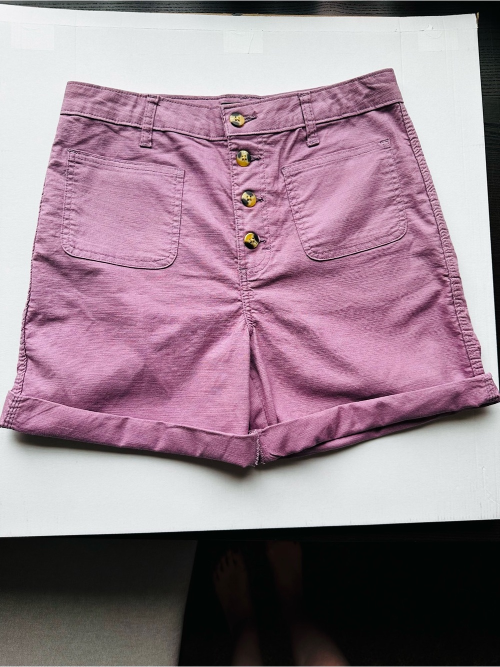 Lee Purple High Rise 4 Button Front Retro Utility Shorts 30 Waist